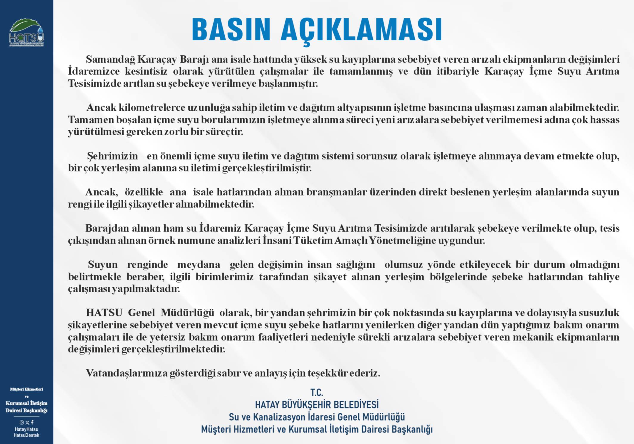 Basına ve Kamuoyuna 